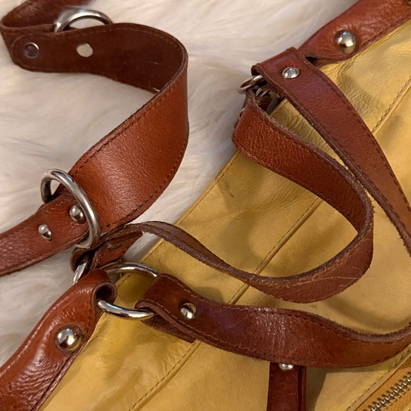 Tano Genuine Leather Studded Mustard Yellow Shoulder Bag?